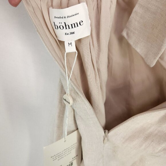Bohme Linen Dress Medium One Shoulder Maxi Cut Out Bohemian Natural Minimalist - Picture 10 of 13